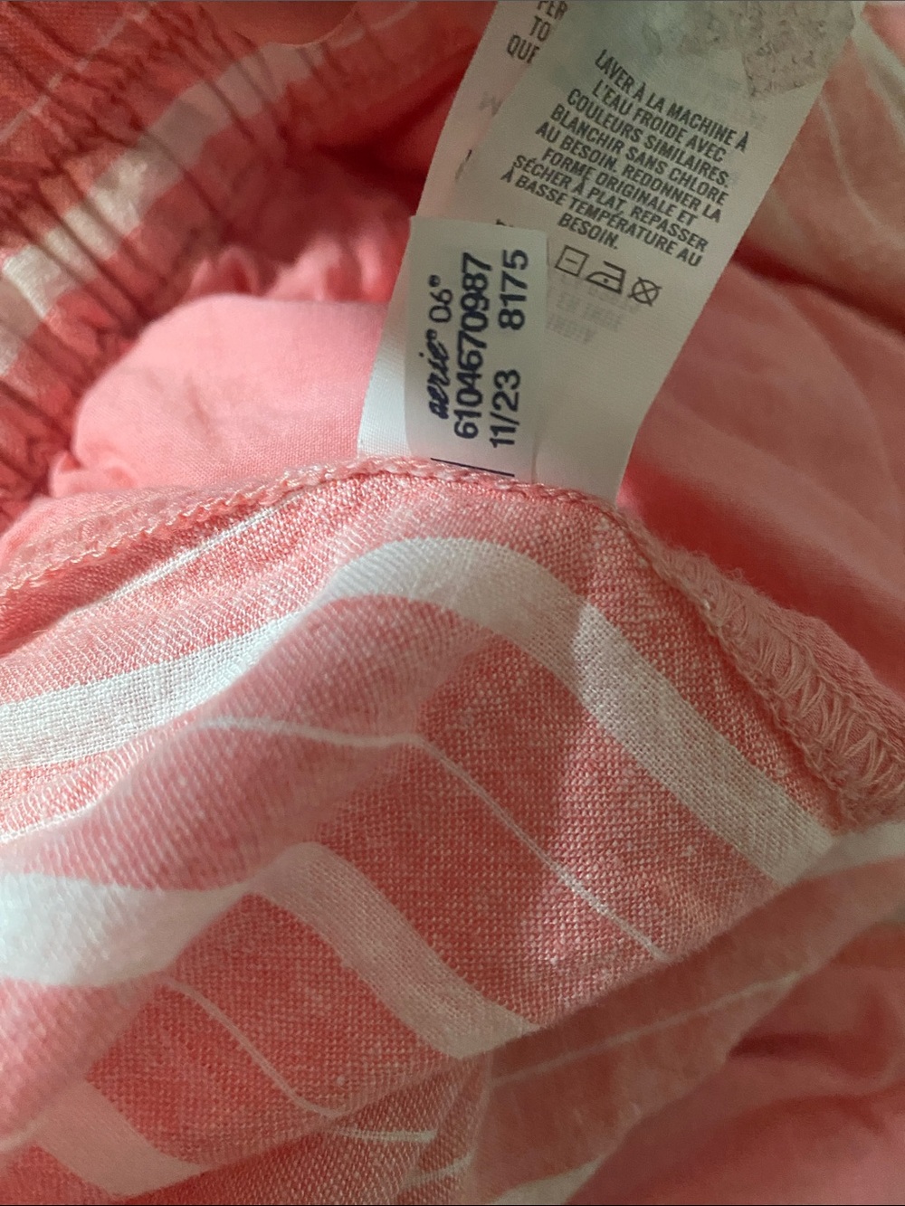 Aerie Pool-To-Party Linen Blend High Waisted Trouser Large Coral White Stripe - Picture 9 of 15